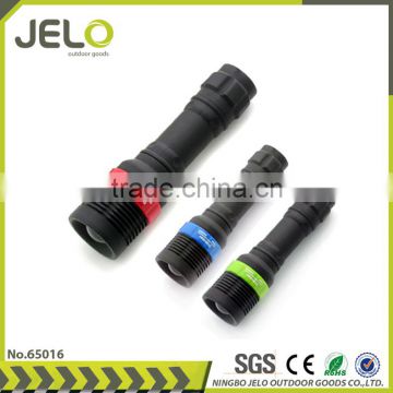 Ningbo JELO High Power LED Dimmer Torch Focus Flashlight Zoom Plastic Light