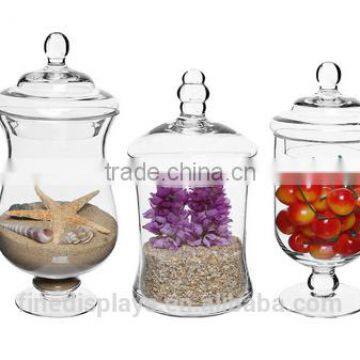 Set of 3 Clear Glass Storage & Display Canisters / Wedding Buffet & Centerpiece Apothecary Jars (GS-A-044)