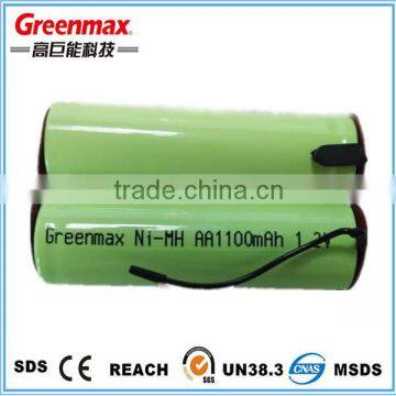 AA 1100mah rechargeable 2.4v battery pack