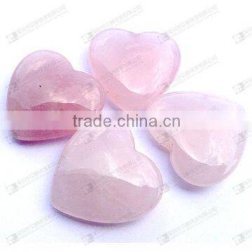 Hot sale 25mm rose quartz heart shape loose gemstone beads for jewelry pendants/charms