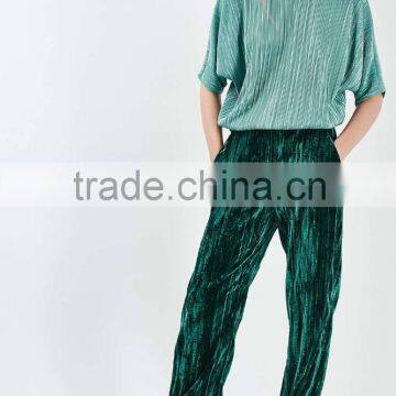 2016 Crinkle Split Back Women Tops , Fancy Ladies Tops Latest Design Custom photo-2