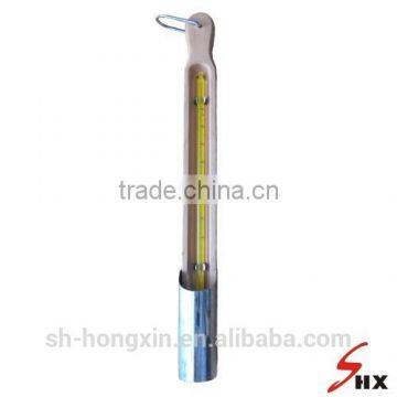 alcohol thermometer for fishery 300mm length with wood- stailess steel/copper protective cover