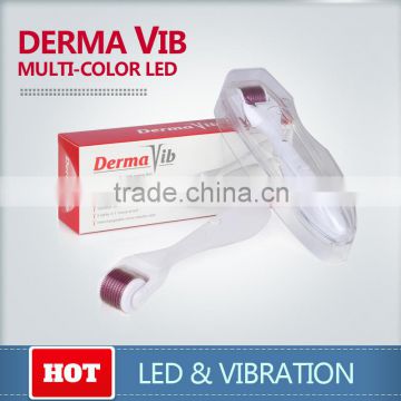 Multi-Color Led Vibration Massage Derma Roller with replaceable roller tip