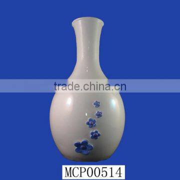 White Simple Ceramic Hand Painted Flower Vase