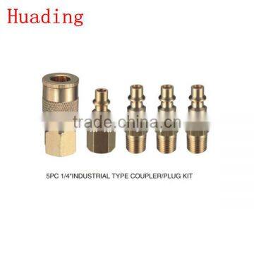 5pcs industrial type coupler plug kit 1PC- 1/4" QUICK COUPLER 1PC-1/4" FEMALE PLUG 3PCS-1/4" MALE PLUG Inner packing: bliste