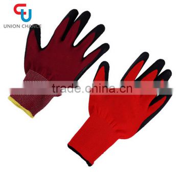 Knitted cotton line latex coated work gloves/heavy duty rubber gloves