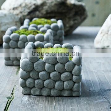 Exclusive design stone shape cement decorative indoor planter square