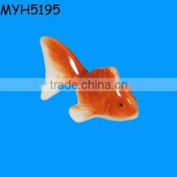 Elegant Painted Ceramic Orange Koi Fish Chopstick Rest