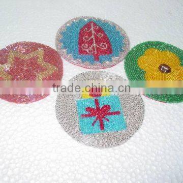 Designer Beaded Coaster,Decorative Beaded Coasters,Round Beaded Coaster,Decorative Table Coasters,Coasters For Tea Cups & Coffee