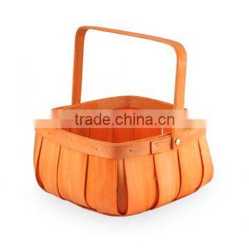 Linyi Manufacturer Supply Handmade Cheap Wooden Fruit Basket With Handle