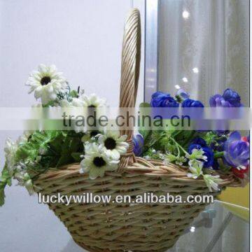 White Wicker Basket With Handle photo-6