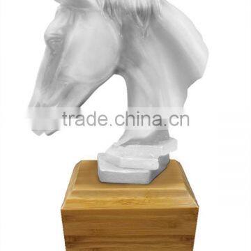 Resin Horse Head Urn Stand With Bamboo Base photo-2