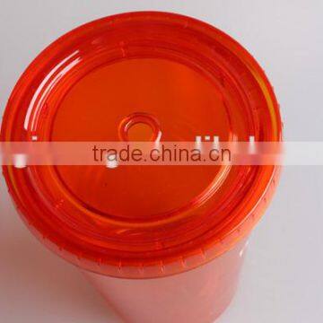 Double Wall Plastic Red Tumbler With Straw Lid 16oz photo-2