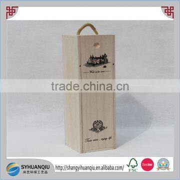 Cheapest paulownia wood material Sliding lid Wooden Wine Box CN