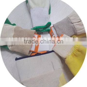 DDSAFETY 2017 Yellow Latex Crinkle Coated Cotton Gloves With Knit Wrist photo-3