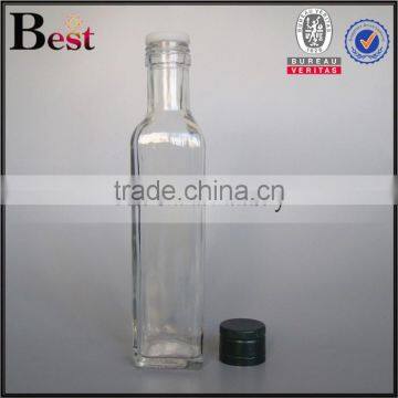 250ml 500ml Clear Empty Aluminum Cap Square Marasca Glass Bottle Olive Oil Bottle Cooking Oil Screen Printing Wholesale photo-2