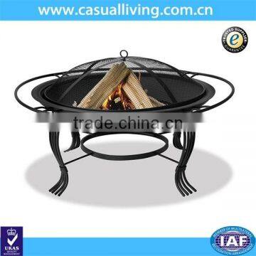 34.6-Inch Diameter Black Firepit with Outer Ring