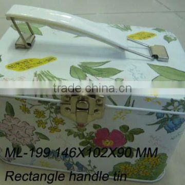 Rectangle tin box with handle and lock