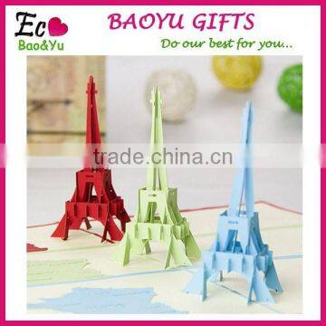 Creative 3D Greeting Card Custom Eiffel Tower Greeting Cards Printing Handmade Postcard