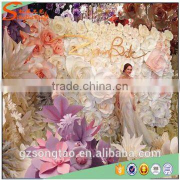 High quality silk cloth flower artificial flower wall for wedding decoration