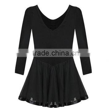 Kids Dancing Costumes Classic Ruffle Black Long Flutter Sleeve Ballet Gymnastics Wholesale Dance Leotards photo-3