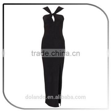 China Supplier Designer Sexy High Split Evening Dress Long Maxi Frog One Piece Hollow Out Party Dress photo-4