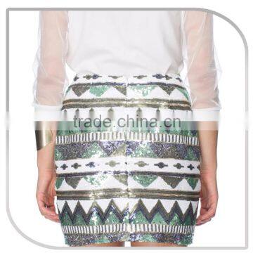Young Ladies Geometric Pattern Slim Tight Sequin Penicl Skirt photo-5