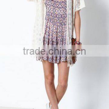 Spring Embroidered Fringe Lace Kimono Short Sleeve Small Women Coat photo-6