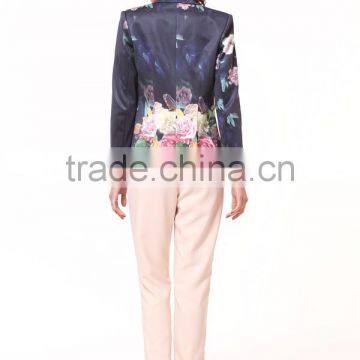 Fashion Fit Casual Floral Print Women Casual Blazer Coat Vintage Slim Button Blazer photo-3