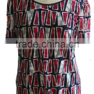 Black With Rose Print Lycra Round Collar Blouse photo-6