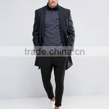 Logo Long Sleeve Chest Pocket Button Placket Contrast Trims Dark Grey Men's 75% Cotton 25% Polyester 200g Casual Polo Tshirt photo-4