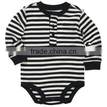 Baby white and black strip fabric Long-Sleeve with buttons Bodysuit