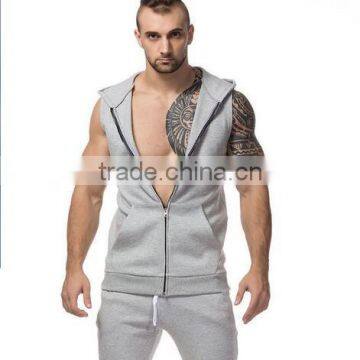 Summer men hooded sleeveless vest running training cultivate one's morality sport style jacket