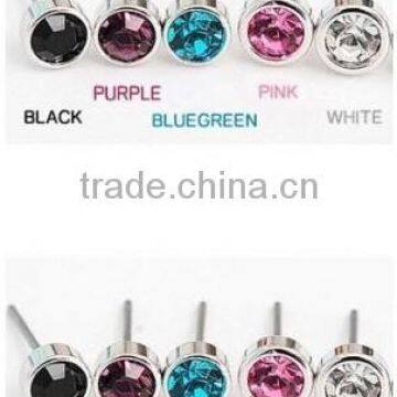 Simple design crystal needle earring,various colors earring designs from factory