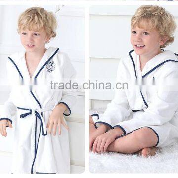 2015 Latest Fashion Designs Terry Bath Robe Cotton Long Sleeve White Robe Embroidered Kimono Bathrobe Children