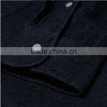 Hot Sale Dark Color Washed Denim Dress Shirts Wholesale Dress Denim Shirts photo-5