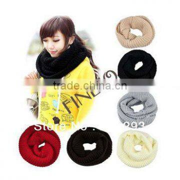 Winter Thickening Solid Scarf Wool Yarn Scarf Thermal Big Muffler Scarf Lovers Ring 8016