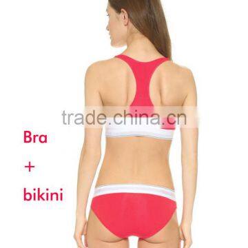 Custom Your Own Brand Logo Design Elastic Band Bra Bikini Lady Briefs Women 95%Cotton 5%Spandex Bralette Sport Crop Tank Top photo-3