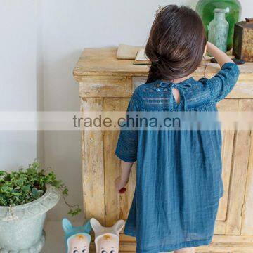 S17585A Girls Dresses Long Sleeve 2017 Summer Lace Kids Dress photo-3