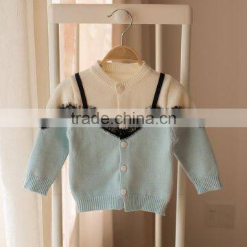 S32893W Spring 2017 New Girls Cardigan Lace Embroidery Knitted Sweater Kids Girls Knitting Cardigan photo-2