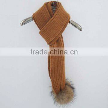 Myfur 2016 Wholesale Genuine Raccoon Fur Pom Poms Winter Knit Scarf photo-2