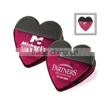 Heart Magnetic Clip - features a chrome-plated magnet with a non-slip black grip and comes with your logo