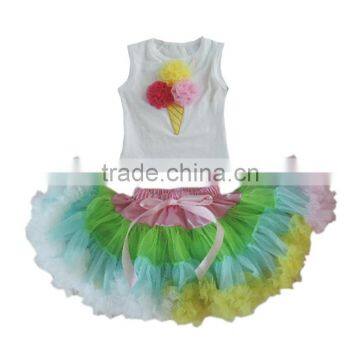 Yiwu China Clothes New Sale Baby Girls Dress Set Summer Dance Skirts 2pcs Lace Tutu Ruffle Skirt Child Sleeveless Tank Top+dress photo-5