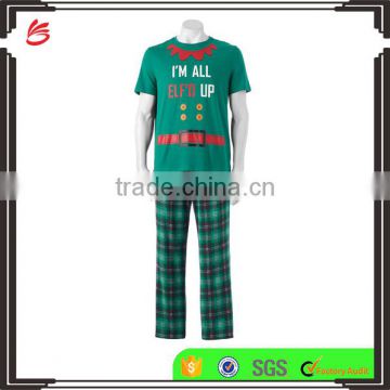 Funny Printed Design on T shirt and Pants Mens Pajamas Set Christmas Family Matching Pajamas