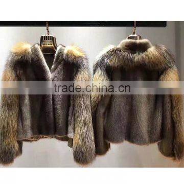 Round collar mink fur really short fur