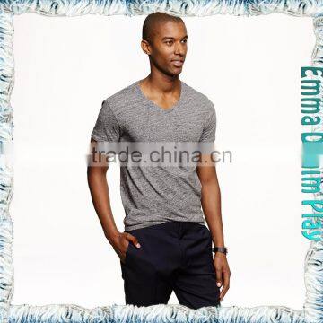 New Style Mens Best Organic Grey Cotton Muscle Fit V Neck T-Shirts Tops Apparel Suppliers photo-2