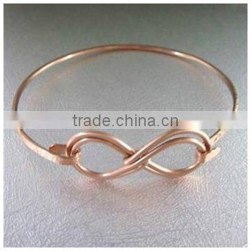 Women Fashion Jewelry Double Infinity Symbol Hammered Copper Bangle Bracelet Gift 2017