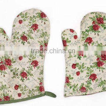 Floral Design Oven Gloves Cotton Twill Decorative Oven Mitt For Girls