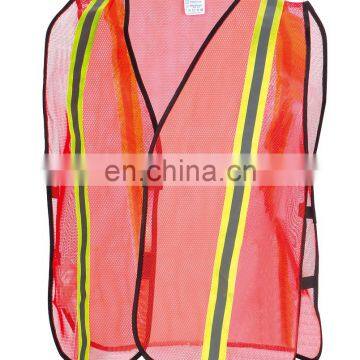 Hi-Vis Safety Mesh Orange Vest Elastic band