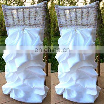 Good Qualtiy White and Champagne Lace Ruffle Chair Cover Wedding